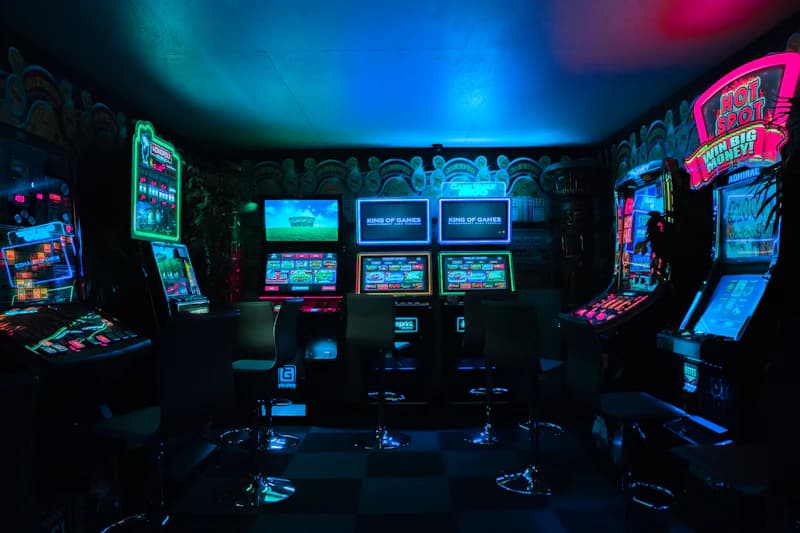 Game controller glowing under neon light